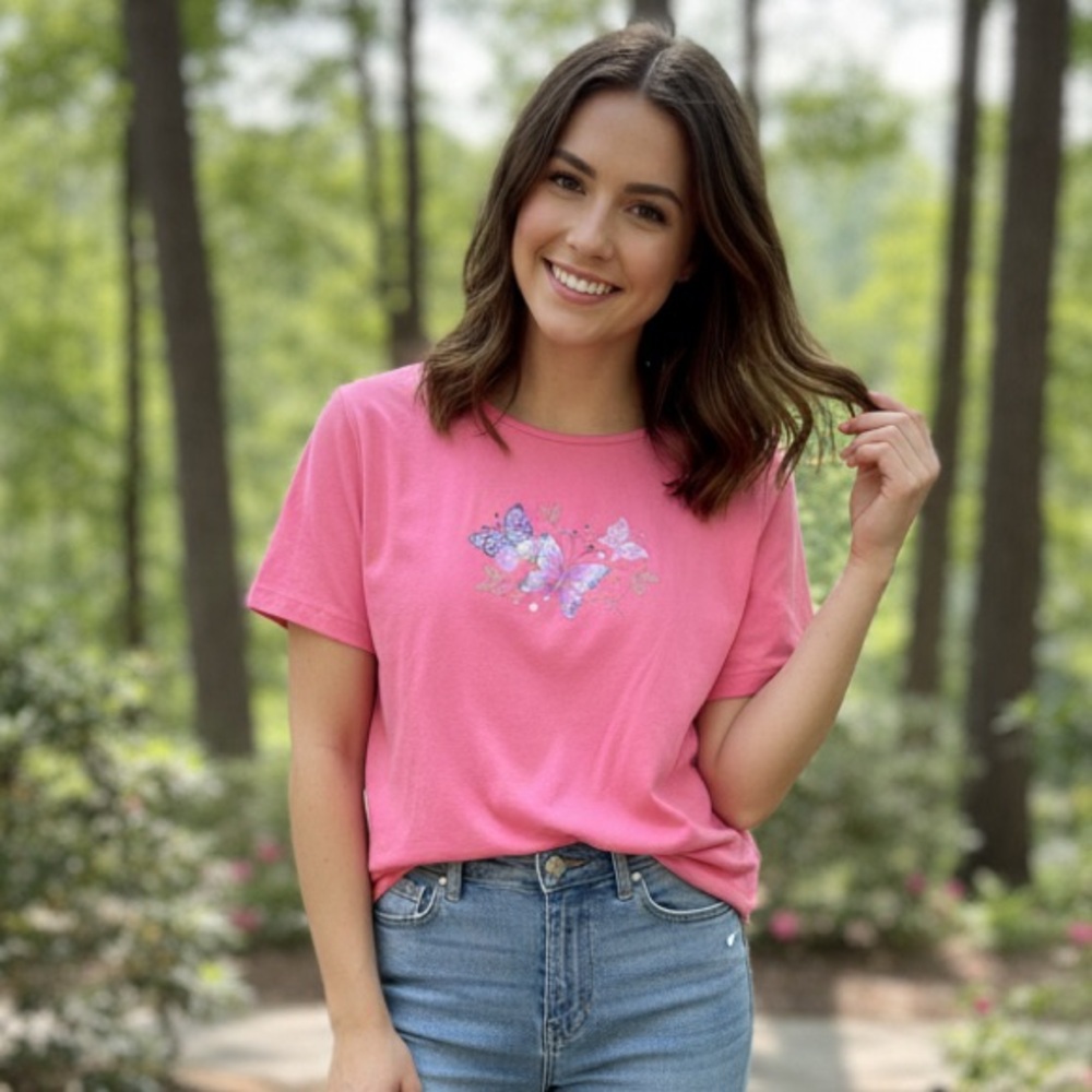Pink Butterfly Graphic Tee